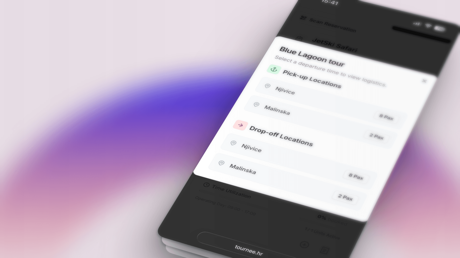 Tournee tour details - embark/disembark location